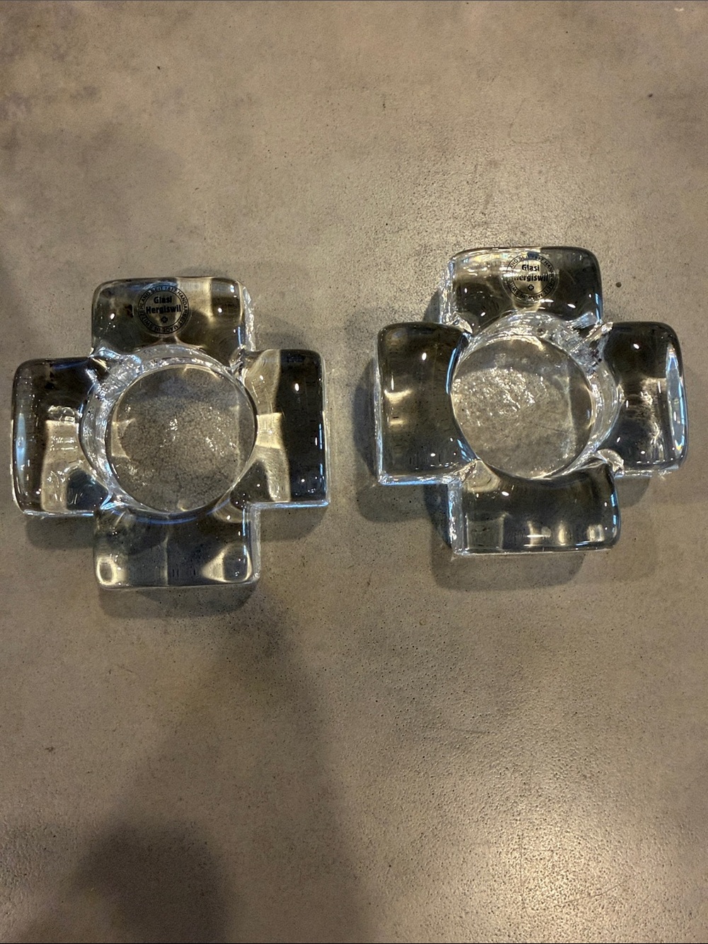 Glasi Hergiswell Vintage Glass Tealighy Candle Holders - Set of 2